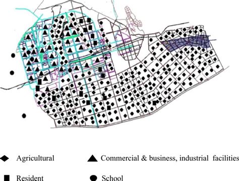 Sketch map of land uses. ♦, ῷῷ agricultural; , Commercial and... | Download Scientific Diagram