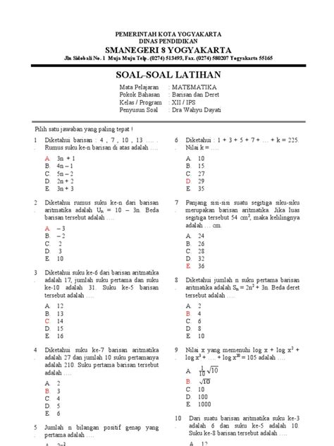 Latihan Soal Deret Aritmatika - Homecare24