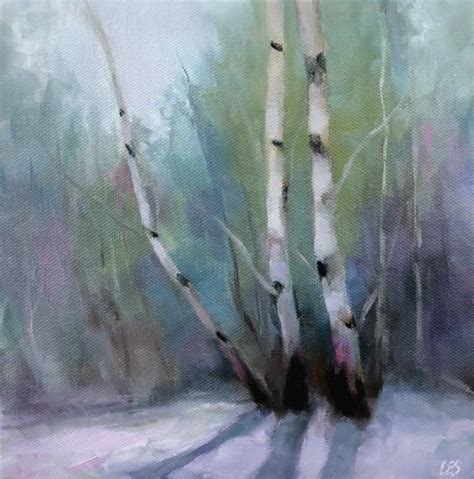 Birch Tree Painting Winter Landscape Snow Christmas Gift Original Oil CES NFAC #Impressionism ...