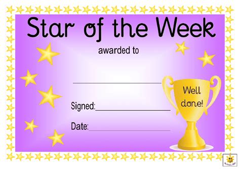 Star of the Week Award Certificate Template - Violet Download Printable PDF | Templateroller