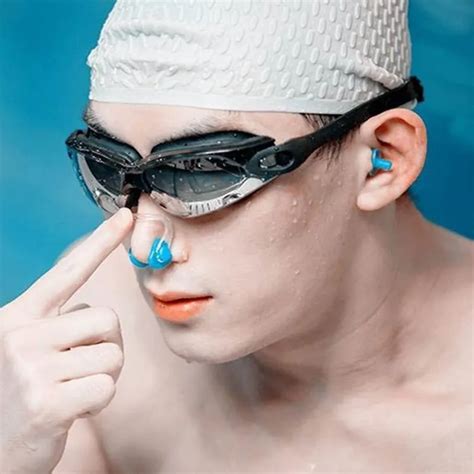 3Pcs Soft Silicone Swimming Nose Clips Clips With Nose 2 Ear Plugs Earplugs Gear Case Box Set ...