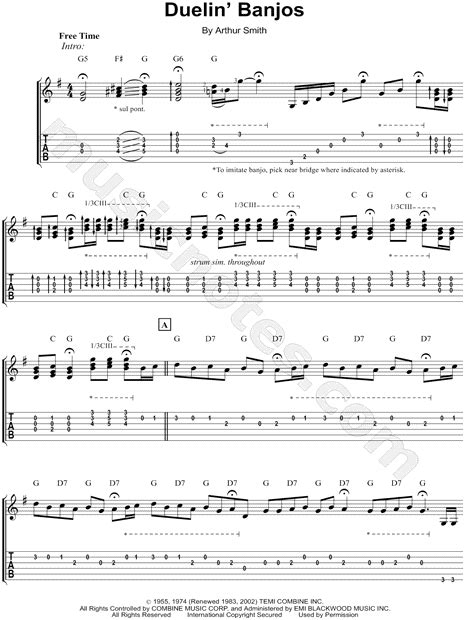 "Dueling Banjos" from 'Deliverance' Guitar Tab in G Major - Download ...