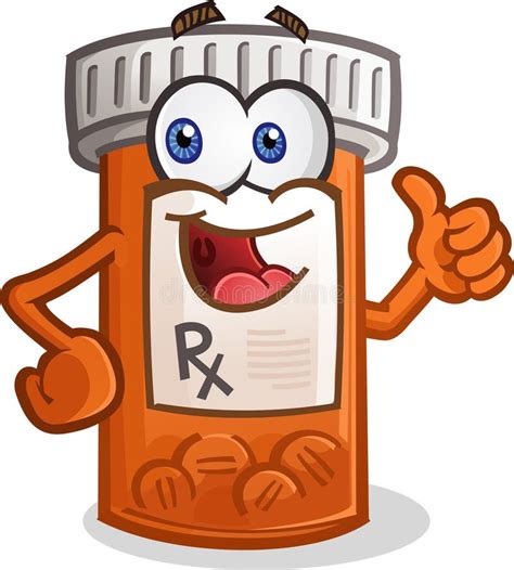 Pill Bottle Smiling Cartoon Character Stock Vector - Illustration of ...