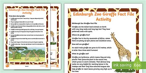 FREE! - Edinburgh Zoo Fact File – Information for Children