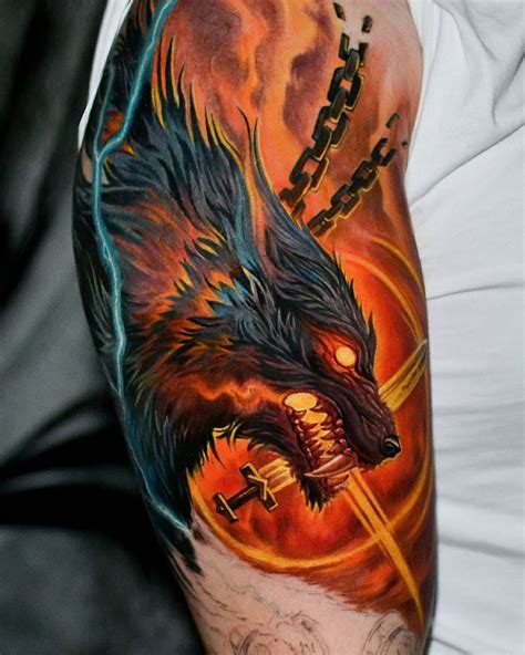 40+ Fenrir Tattoo Ideas & Trending Designs, Symbolism & Meaning | Chest tattoo men, Viking ...