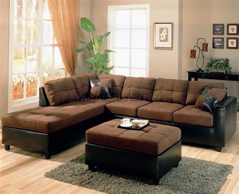 Two-Tone Modern Sectional Sofa 500655 Chocolate/Dark Brown