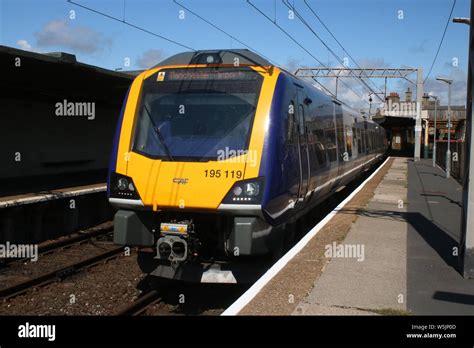 New class 195 Civity diesel multiple unit train in Northern livery leaving platform 1 at ...