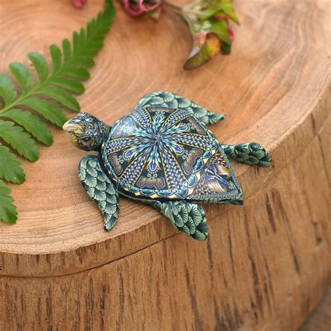 Polymer Clay Sea Turtle Sculpture (2.6 inch) from Bali - Vibrant Sea ...