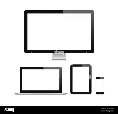 High quality illustration set of modern computer monitor, laptop, digital tablet and mobile ...