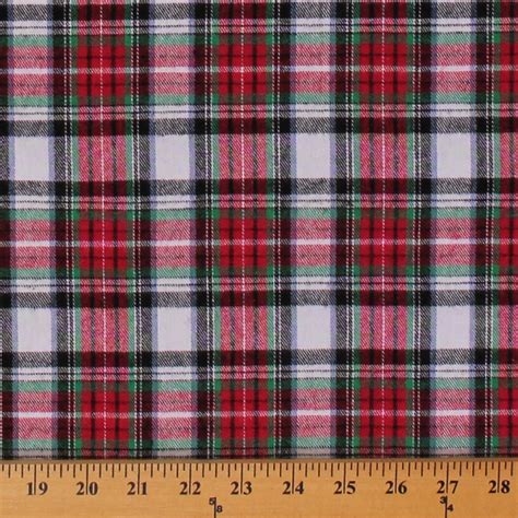 Flannel Red White Black Plaid 55" Wide Cotton Flannel Fabric Print by ...