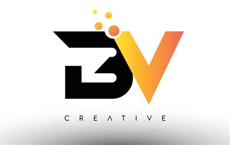 BV Black Orange Letter Logo Design. BV Icon with Dots and Bubbles Vector Logo 4687854 Vector Art ...