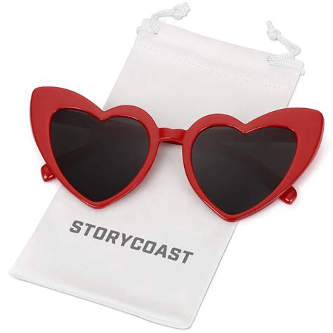 Buy Heart-Shaped Sunglasses Women Vintga Black Pink Red Heart Shape Sun ...