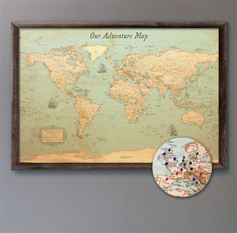 Large Personalized Push Pin World Map 24x36 or - Etsy
