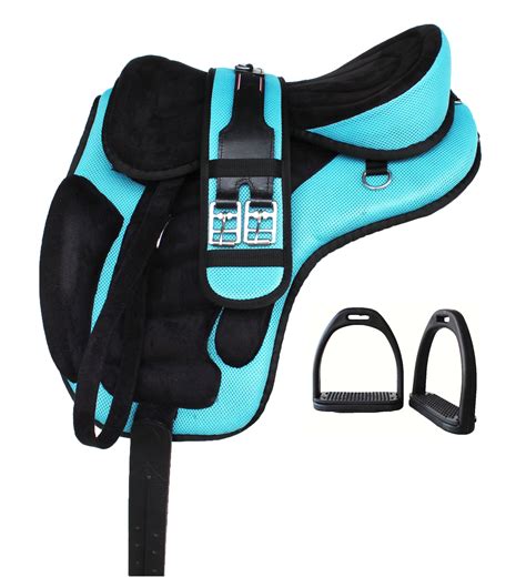 English Professional Equine Synthetic Lightweight Treeless Horse Endurance Saddle w/ Stirrups ...