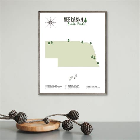 Nebraska State Parks Map | Nebraska Map Print | Gift For Traveler – Nomadic Spices