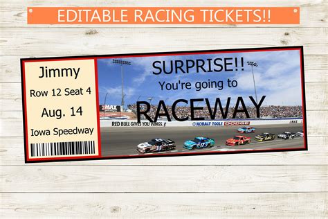 Printable and Editable Car Racing Tickets // Adobe editable | Etsy | Custom tickets, Racing ...