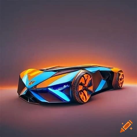 Blue and orange futuristic lamborghini vision concept 2050 on Craiyon
