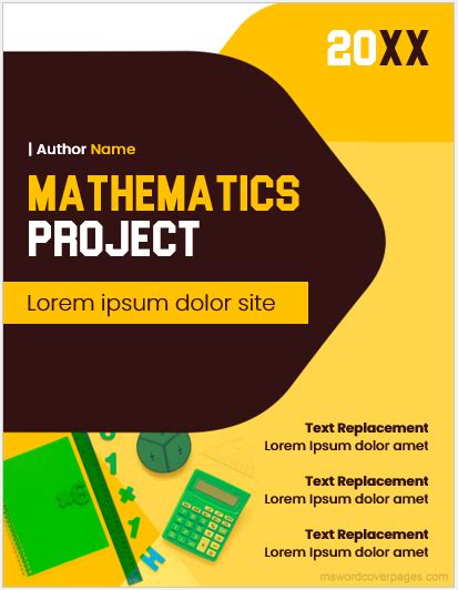 Mathematics project front page design | MS Word Cover Page Templates