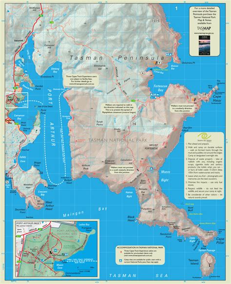 Tasman Peninsula Walks Map - The Tasmanian Map Centre