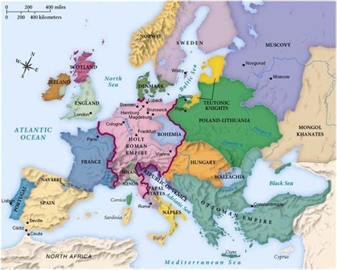 Map of Europe circa 1492 | Europe map, Map, Historical geography