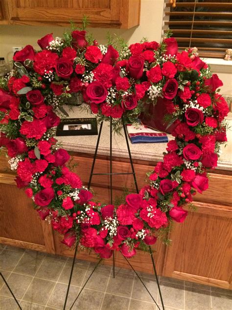 Truloveblooms Red heart wreath Funeral Floral Arrangements, Large ...