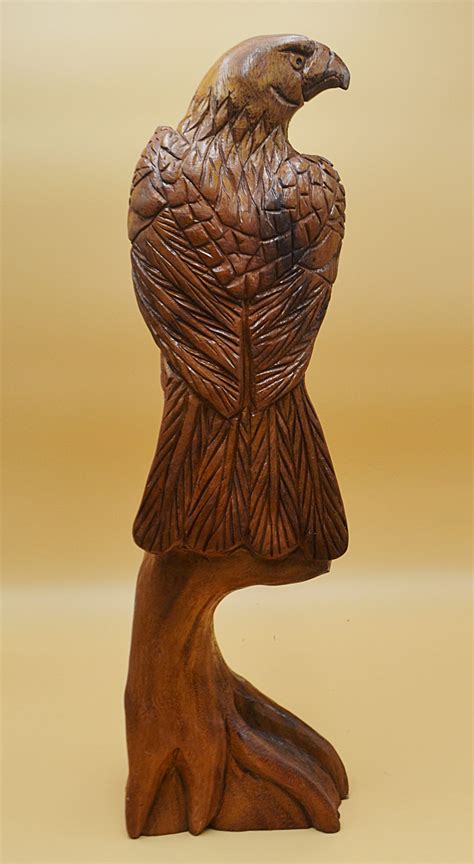 Vintage Wood Eagle Carving, Large Wood Eagle Statue