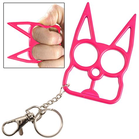 Cat Self Defense Knuckle Key Chain - Hot Pink