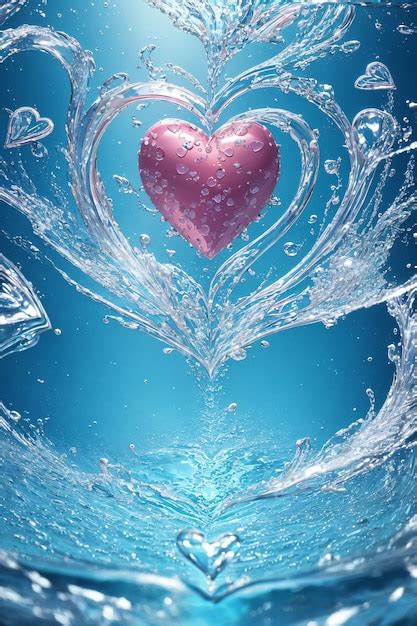 Premium AI Image | pink heart with water splash