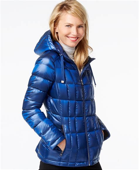 Calvin Klein Metallic Packable Down Puffer Coat - Coats - Women - Macy's | Puffer jacket women ...