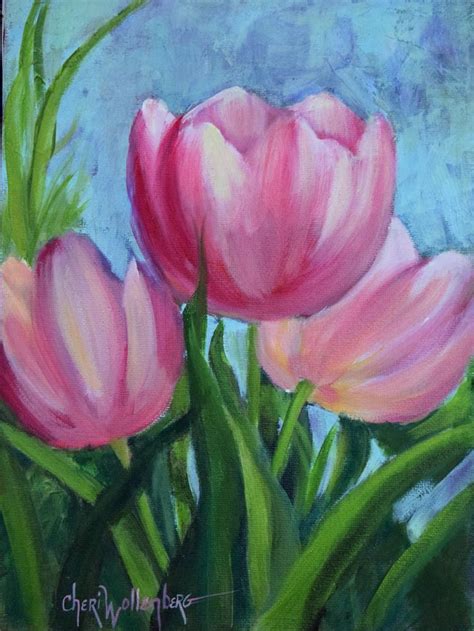 Flowers Single Pink Tulip On Stock Photos Flowers Single Pink | Floral painting, Acrylic ...