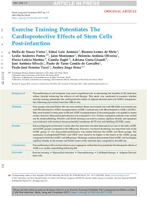 (PDF) Exercise Training Potentiates The Cardioprotective Effects of Stem Cells Post-infarction ...