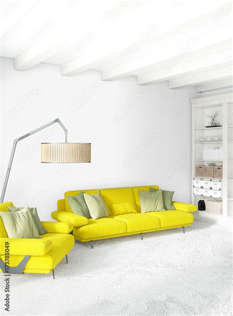 Modern bedroom yellow sofa luxury minimal style Interior loft design ...