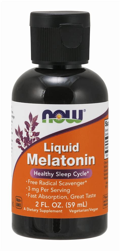 NOW Supplements, Liquid Melatonin, 3 mg Per Serving, Fast Absorbtion and Great Taste, 2-Ounces ...