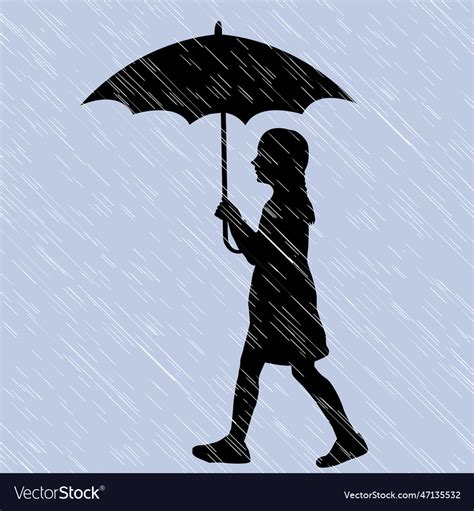 Silhouette Umbrella Girl Rain