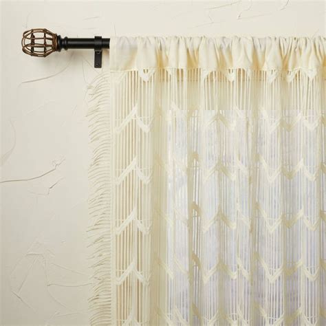 1pc 50"x84" Sheer Zig Zag Macrame Curtain Panel Cream - Opalhouse™ designed with Jungalow ...