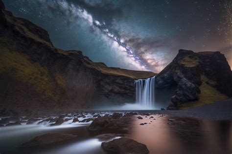 The Night Sky over Skógafoss | Midjourney, Lightroom, with a… | Flickr