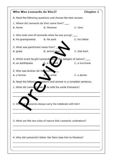 Roberta Edwards "Who Was Leonardo da Vinci?" worksheets | Made By Teachers