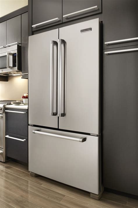 Kitchenaid kfcp22exmp 21.8 cu. ft. Counter-Depth French Door Refrigerator with SpillClean Glass ...