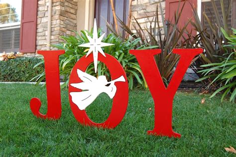 JOY With Christmas Angel Outdoor Holiday Yard Art Sign