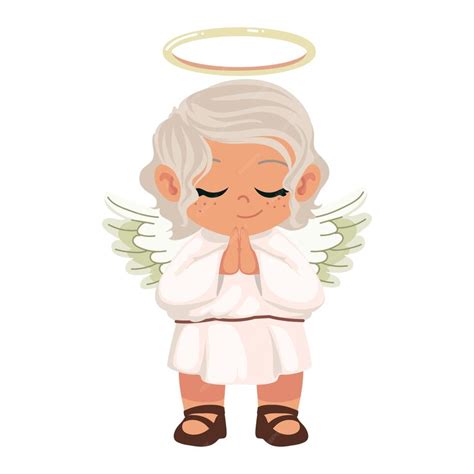 Free Vector | Little angel praying icon isolated