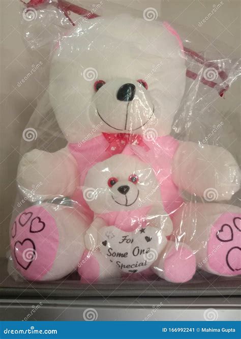 Teddy Bear Cute Birthday Gift Pink Colour Stock Image - Image of heart, cake: 166992241