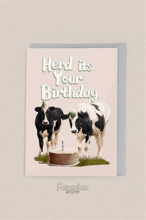 Herd of Cows Birthday Card Funny Pun Farm Animal - Etsy UK | Funny ...