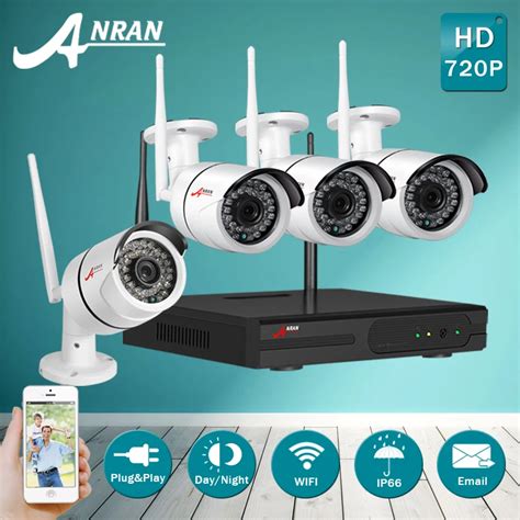 Promotion!Plug&Play 4CH Wireless NVR Monitor System&720P HD Waterproof Night Vision WIFI Home ...