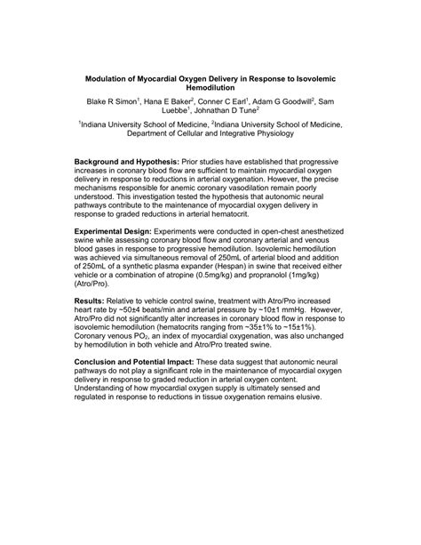 (PDF) Modulation of Myocardial Oxygen Delivery in Response to Isovolemic Hemodilution