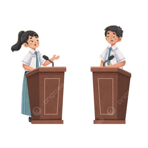 Debate De Discurso De Los Estudiantes Detrás Del Podio Con Micrófono PNG ,dibujos Concursos De ...