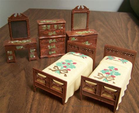 Vintage Renwal Dollhouse Furniture 1950s 5 piece Bedroom Set | Etsy | Dollhouse furniture ...