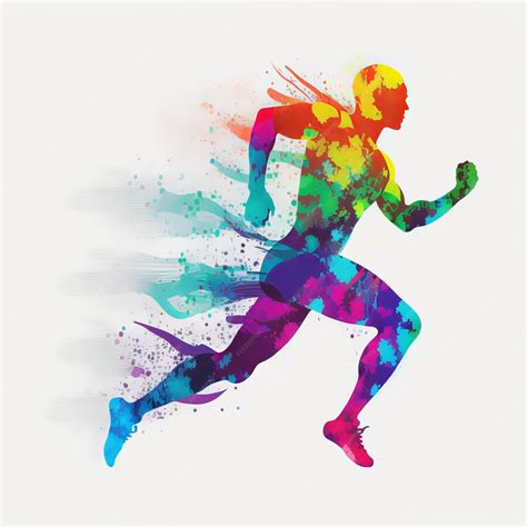 Premium Photo | Running athlete silhouette drawing watercolor paint Generative AI