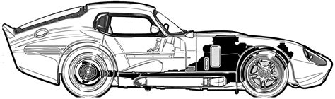 1964 AC Shelby Cobra Daytona Coupe v2 blueprints free - Outlines