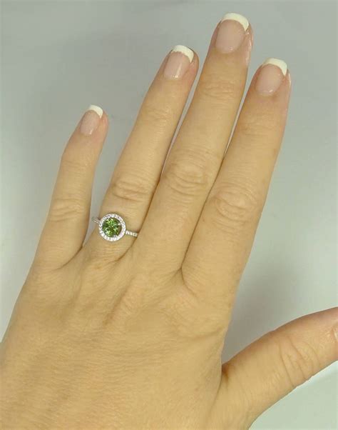 Green Tourmaline Ring Natural Gemstone Solitaire Ring Sterling Silver