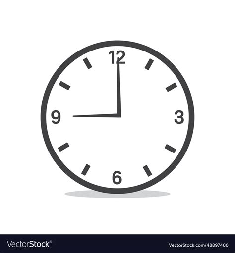 Wall analog clock isolated flat design Royalty Free Vector